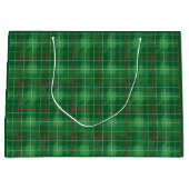 Grand Sac Cadeau Vert de Noël à carreaux (Devant)