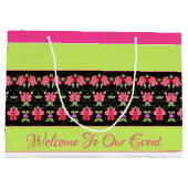 Grand Sac Cadeau Vert Lime Et Rose Clair (Dos)