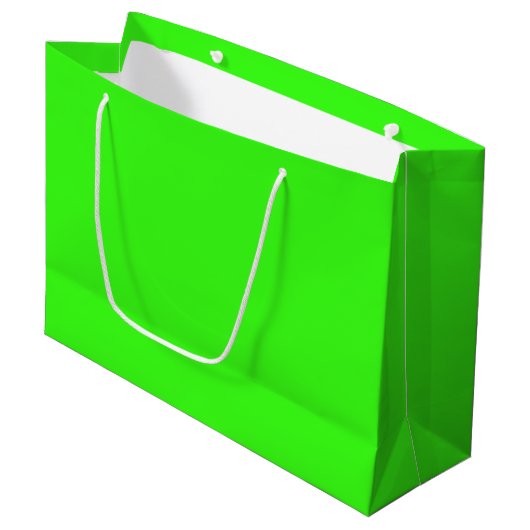 Grand Sac Cadeau Vert Néon (Devant Angle)