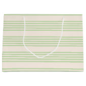 Grand Sac Cadeau Vert pâle et beige cinq rayures motif (Devant)