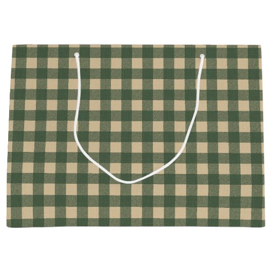 Grand Sac Cadeau Vert Plaid rustique pays (Devant)