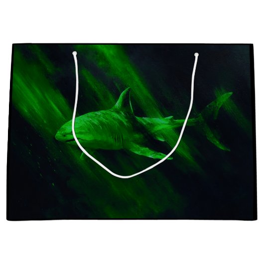 Grand Sac Cadeau Vert requin (Devant)