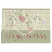 Grand Sac Cadeau Vert Sage Et Rose (Devant)