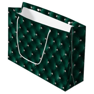 Grand Sac Cadeau Vert Turquoise Chic Faux Velvet