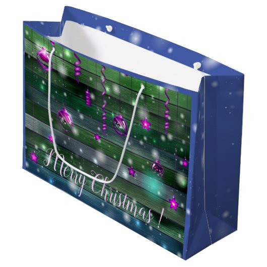 Grand Sac Cadeau Vert vintage (Devant Angle)