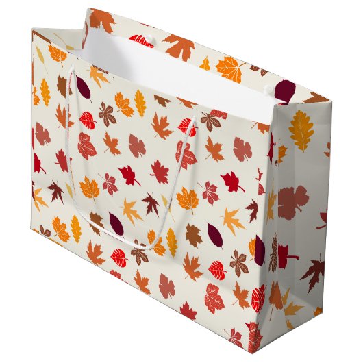 Grand Sac Cadeau Vibes Automne Feuilles Automne (Devant Angle)