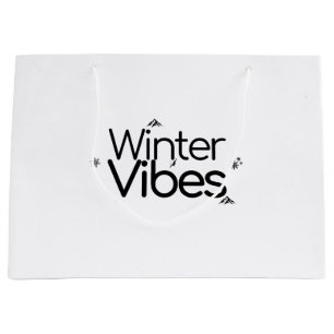 Grand Sac Cadeau Vibes d'hiver - Fléau de neige minimaliste et mont