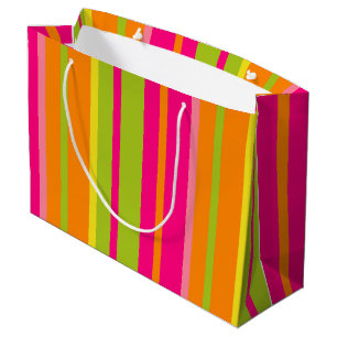 Grand Sac Cadeau Vibrant rose, orange, vert et jaune