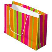 Grand Sac Cadeau Vibrant rose, orange, vert et jaune (Devant Angle)