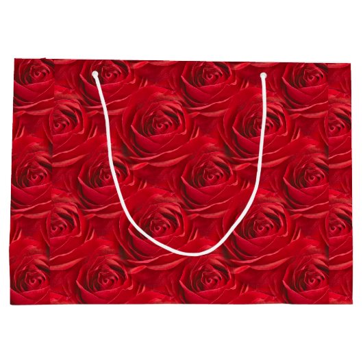 Grand Sac Cadeau Vibrant Rose Rouge Floral Photo Motif Abstrait (Dos)
