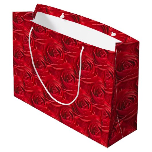 Grand Sac Cadeau Vibrant Rose Rouge Floral Photo Motif Abstrait (Dos Angle)