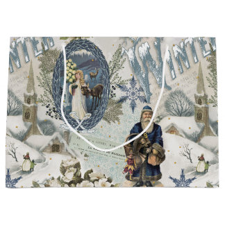 Grand Sac Cadeau Vignette Victorian Winter Blues