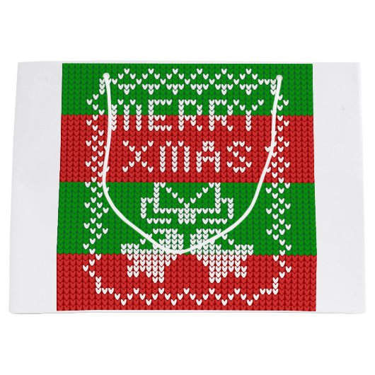 Grand Sac Cadeau Vilain pull motif sonnettes Joyeux fils Xmas (Devant)