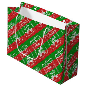 Grand Sac Cadeau Vilain pull motif sonnettes Joyeux fils Xmas