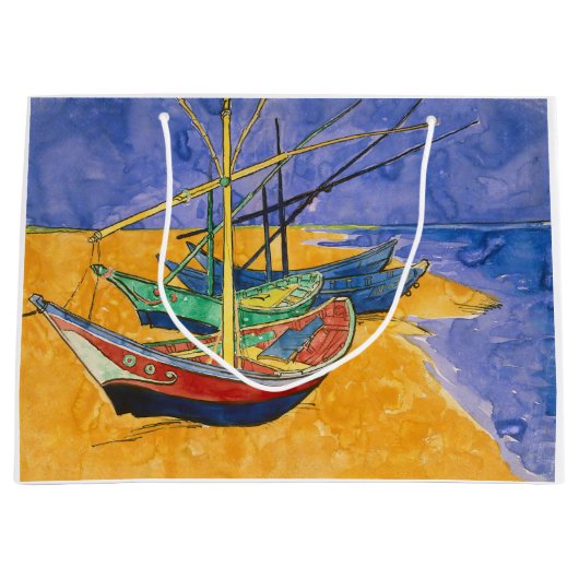 Grand Sac Cadeau Vincent van Gogh - Bateaux de pêche sur la plage (Devant)
