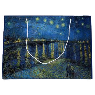 Grand Sac Cadeau Vincent van Gogh - Nuit étoilée sur le Rhône