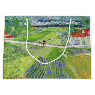 Grand Sac Cadeau Vincent van Gogh - Paysage avec Carrosse & Train