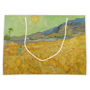 Grand Sac Cadeau Vincent van Gogh - Wheatfield avec une Faucheuse