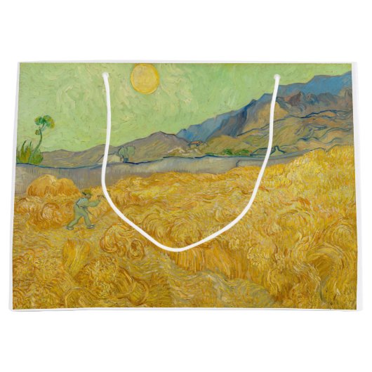 Grand Sac Cadeau Vincent van Gogh - Wheatfield avec une Faucheuse (Devant)