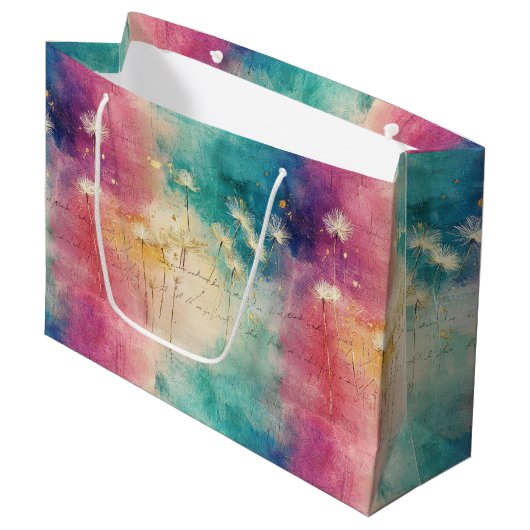 Grand Sac Cadeau Vintage Dandelion Abstract Pattern (4) (Devant Angle)