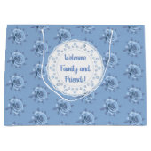 Grand Sac Cadeau Vintage Faded Blue Roses Personalized (Devant)