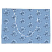Grand Sac Cadeau Vintage Faded Blue Roses Personalized (Dos)