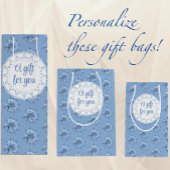 Grand Sac Cadeau Vintage Faded Blue Roses Personalized