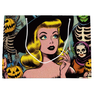Grand Sac Cadeau Vintage Halloween Witch Comics