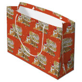 Grand Sac Cadeau Vintage Noël Tiger & Joyeux Noël (Dos Angle)