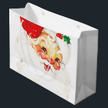 Grand Sac Cadeau Vintage Retro Jolly Vieux Noël du Père Noël<br><div class="desc">Grand sac cadeau avec une image vintage d'un visage rétro santa claus. Joyeux et joyeux avec des joues roses rondes.</div>