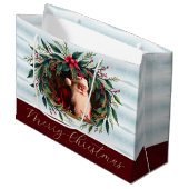 Grand Sac Cadeau Vintage Santa With Greenery (Devant Angle)