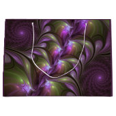 Grand Sac Cadeau Violet Abstrait violet violet kaki fractal (Devant)