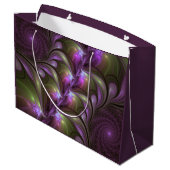 Grand Sac Cadeau Violet Abstrait violet violet kaki fractal (Dos Angle)