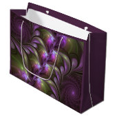 Grand Sac Cadeau Violet Abstrait violet violet kaki fractal (Devant Angle)