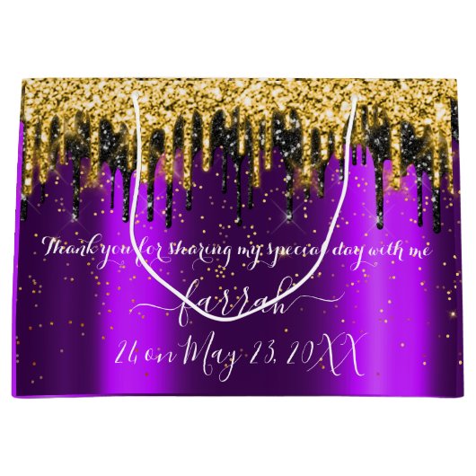 Grand Sac Cadeau Violet Gold Purple Black Drives Favoriser (Devant)