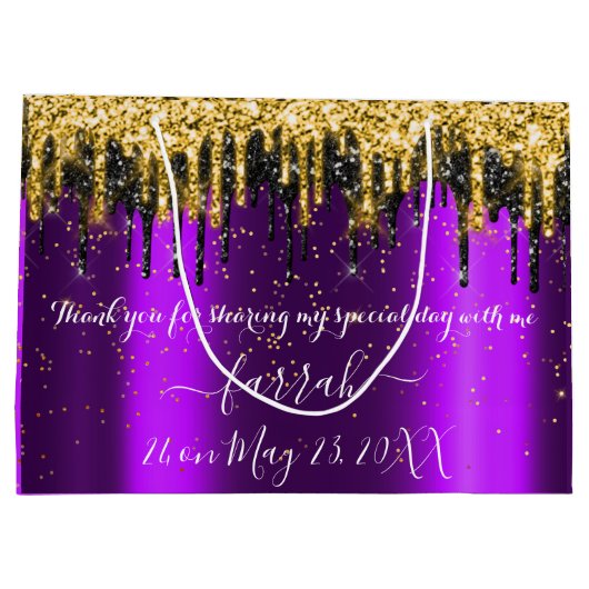 Grand Sac Cadeau Violet Gold Purple Black Drives Favoriser (Dos)