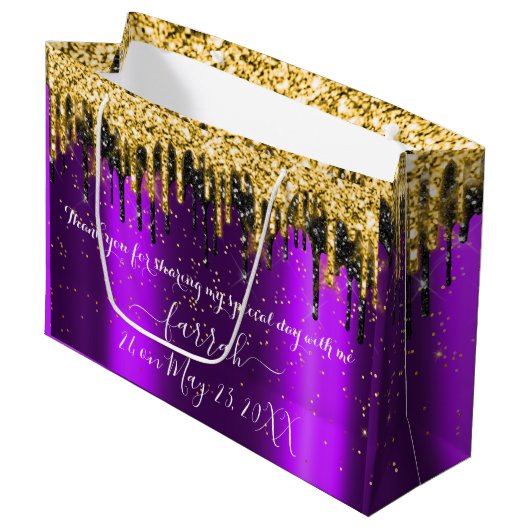 Grand Sac Cadeau Violet Gold Purple Black Drives Favoriser (Devant Angle)