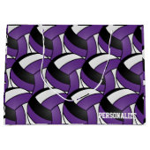 Grand Sac Cadeau Violet, noir et blanc Volley-ball 2 (Devant)
