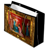 Grand Sac Cadeau Visiter le bébé Jésus Noël (Devant Angle)