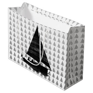 Grand Sac Cadeau Voilier de style d'impression typographique