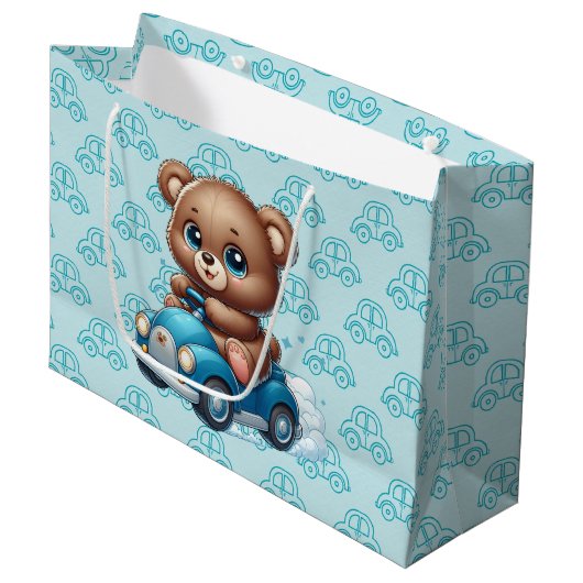 Grand Sac Cadeau Voitures Ourson (Devant Angle)