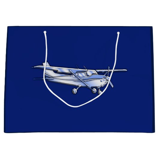 Grand Sac Cadeau Vol de silhouette de Cessna de chrome d'avions sur (Devant)