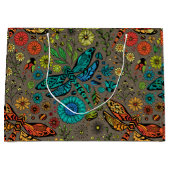 Grand Sac Cadeau Voler, libellule de mouche sur brun (Devant)