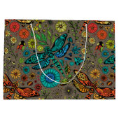 Grand Sac Cadeau Voler, libellule de mouche sur brun (Dos)