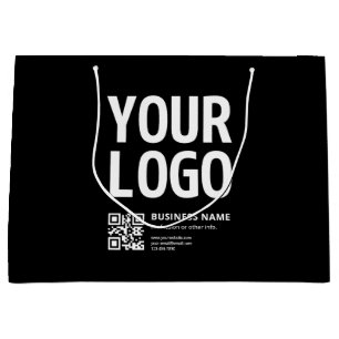 Grand Sac Cadeau Votre logo avec QR code et texte modifiables