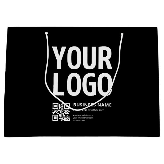 Grand Sac Cadeau Votre logo avec QR code et texte modifiables (Devant)