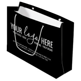 Grand Sac Cadeau Votre logo entreprise d'événement de marque noir