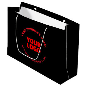 Grand Sac Cadeau Votre logo et texte circulaire modifiable, rouge o