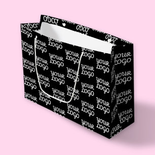 Grand Sac Cadeau Votre logo Motif de logo répétitif simple