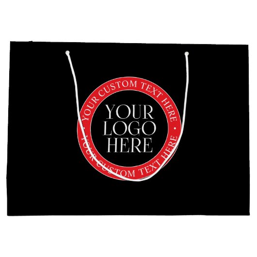 Grand Sac Cadeau Votre logo ou autre image | Noir rouge et blanc (Dos)